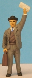 Omen - Man carrying luggage, waving a newspaper