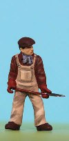 Omen - Workman in overalls with cap & spade