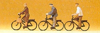 1:120 cyclists on bicycles x 3